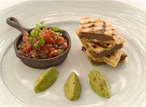 Venison quesadillas with Monterey Jack, avocado and backyard salsa
