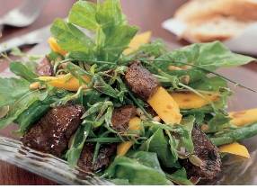 Spring salad with mango and roasted venison