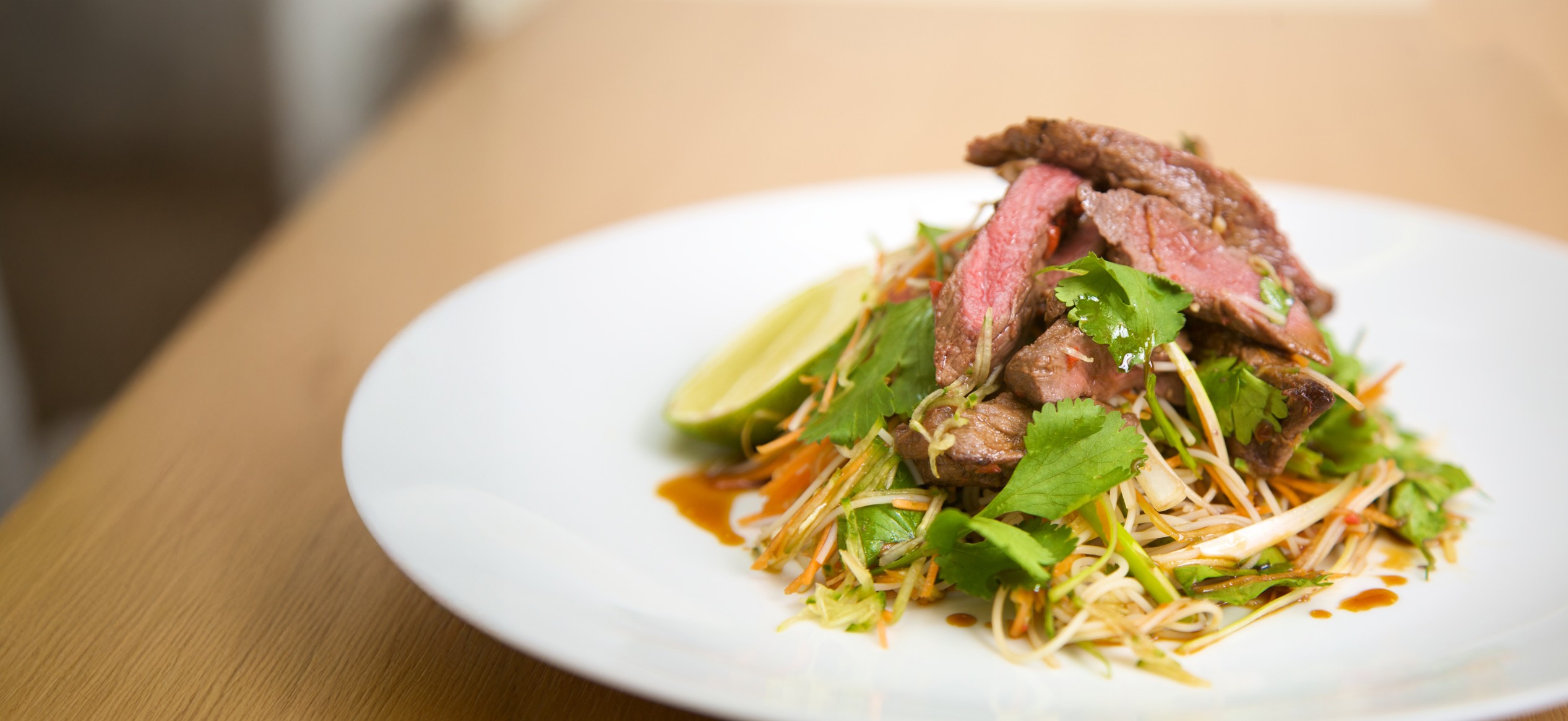 Asian style venison and coriander salad with glass noodles and ginger and soy dressing Sophie Wright 1