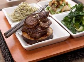 Venison stir-fry and soba noodles with asian greens