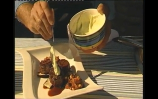 Cervena venison medallions with black bean hash