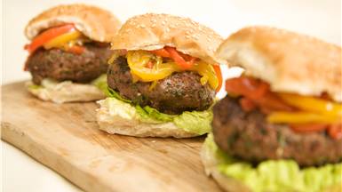 Venison Burger with Sweet and Sour Pepper Salsa