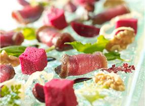 Tea Smoked New Zealand Venison with Roasted Beet Marshmallow