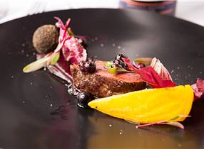 Roasted Venison, Pickled Blueberries, Beetroot, Morcilla & Radicchio