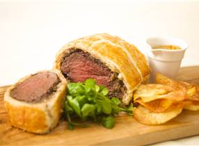 Venison Wellington with Chestnut, Mushroom and Cranberry stuffing