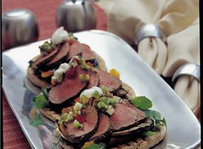 Greek style venison on flat bread