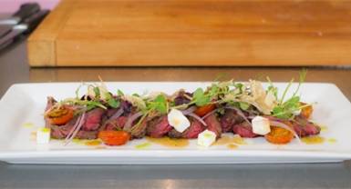 Venison salad with gastrique.